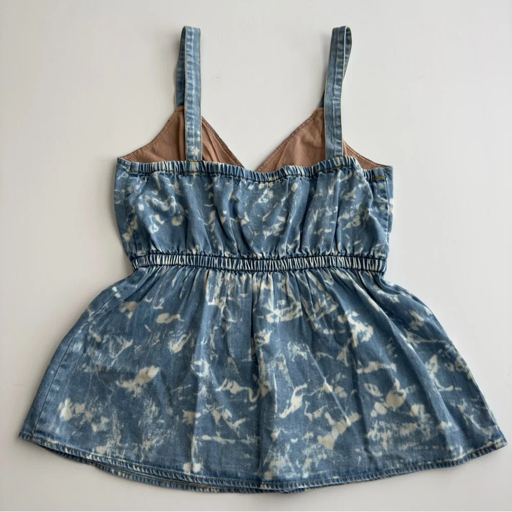 Anthropologie Porridge Boho Festival Summer Sky Blue Denim Small Tank Top- NWT - Picture 4 of 8